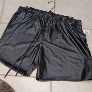 Blush Black Leather Bike Shorts
